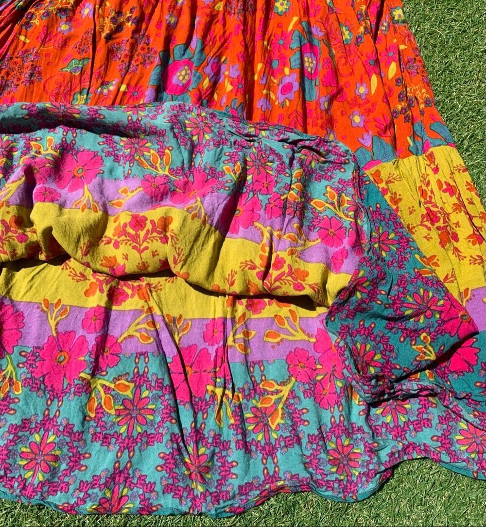 Natural Life Patricia Patchwork Floral BOHO maxi DRESS sz M - Picture 9 of 9
